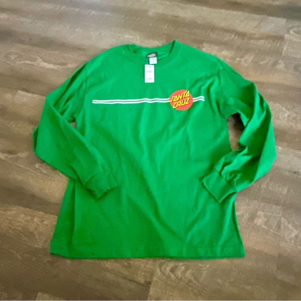 Santa Cruz Shirt Green Big Logo Skate Surf Grunge